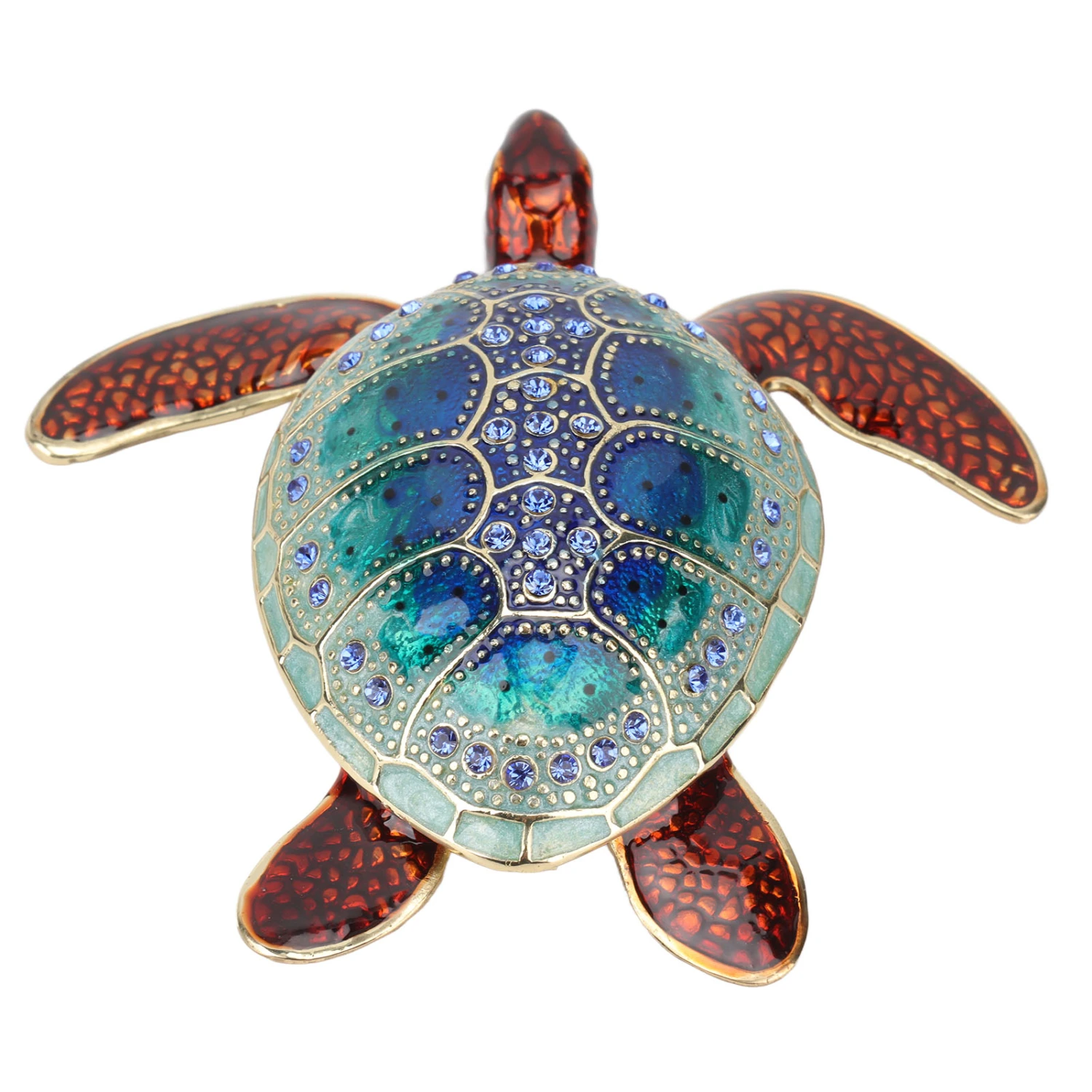 Rhinestone Turtles Jewelry Box Storage Space Rustproof Bright Color Shiny Sea Turtles Ornament for Home Decor Gifts