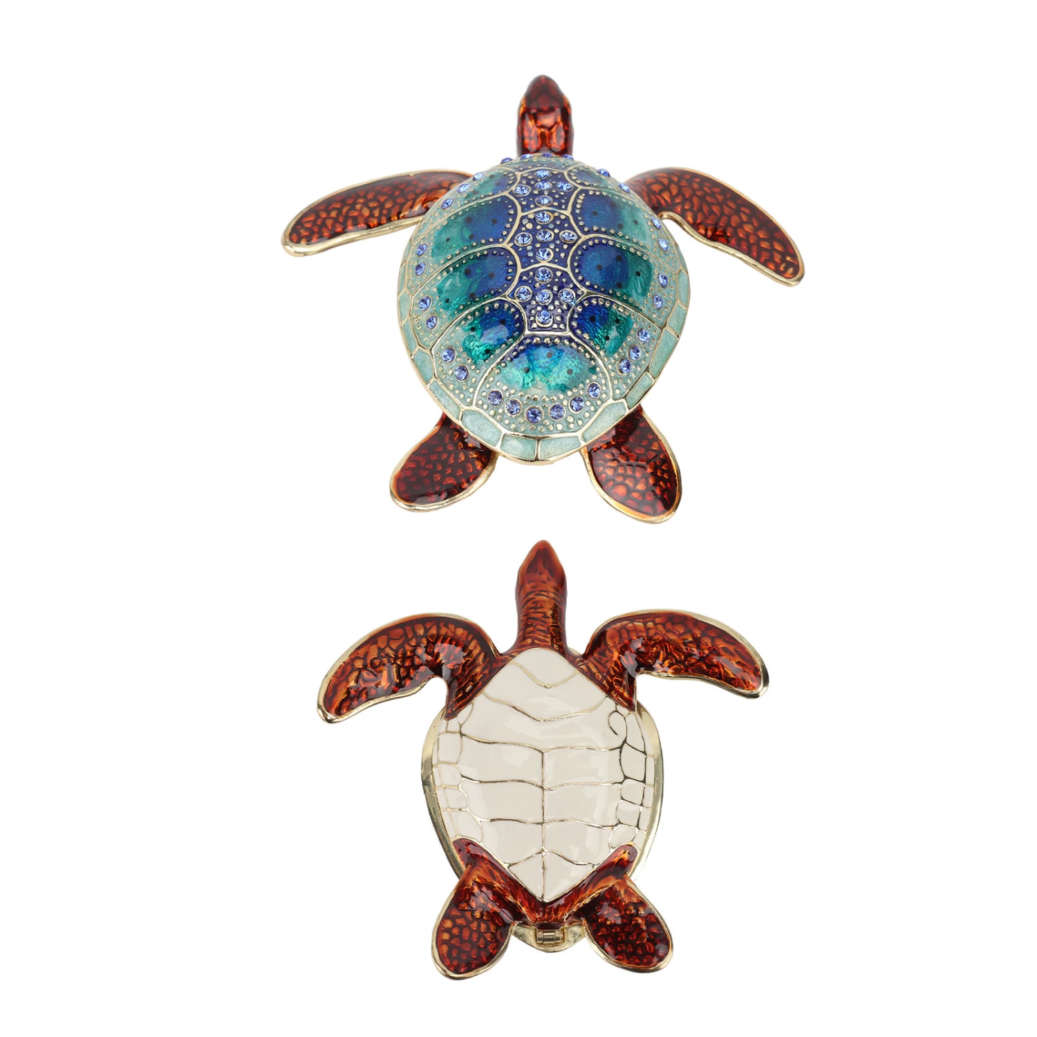 Rhinestone Turtles Jewelry Box Storage Space Rustproof Bright Color Shiny Sea Turtles Ornament for Home Decor Gifts