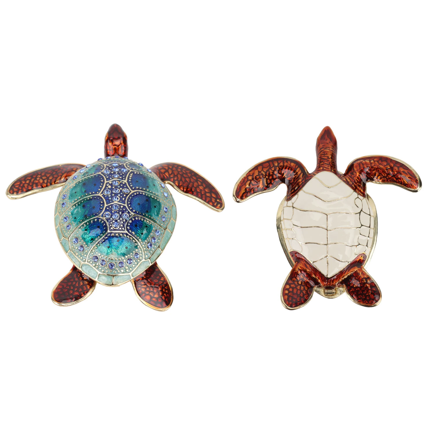 Rhinestone Turtles Jewelry Box Storage Space Rustproof Bright Color Shiny Sea Turtles Ornament for Home Decor Gifts