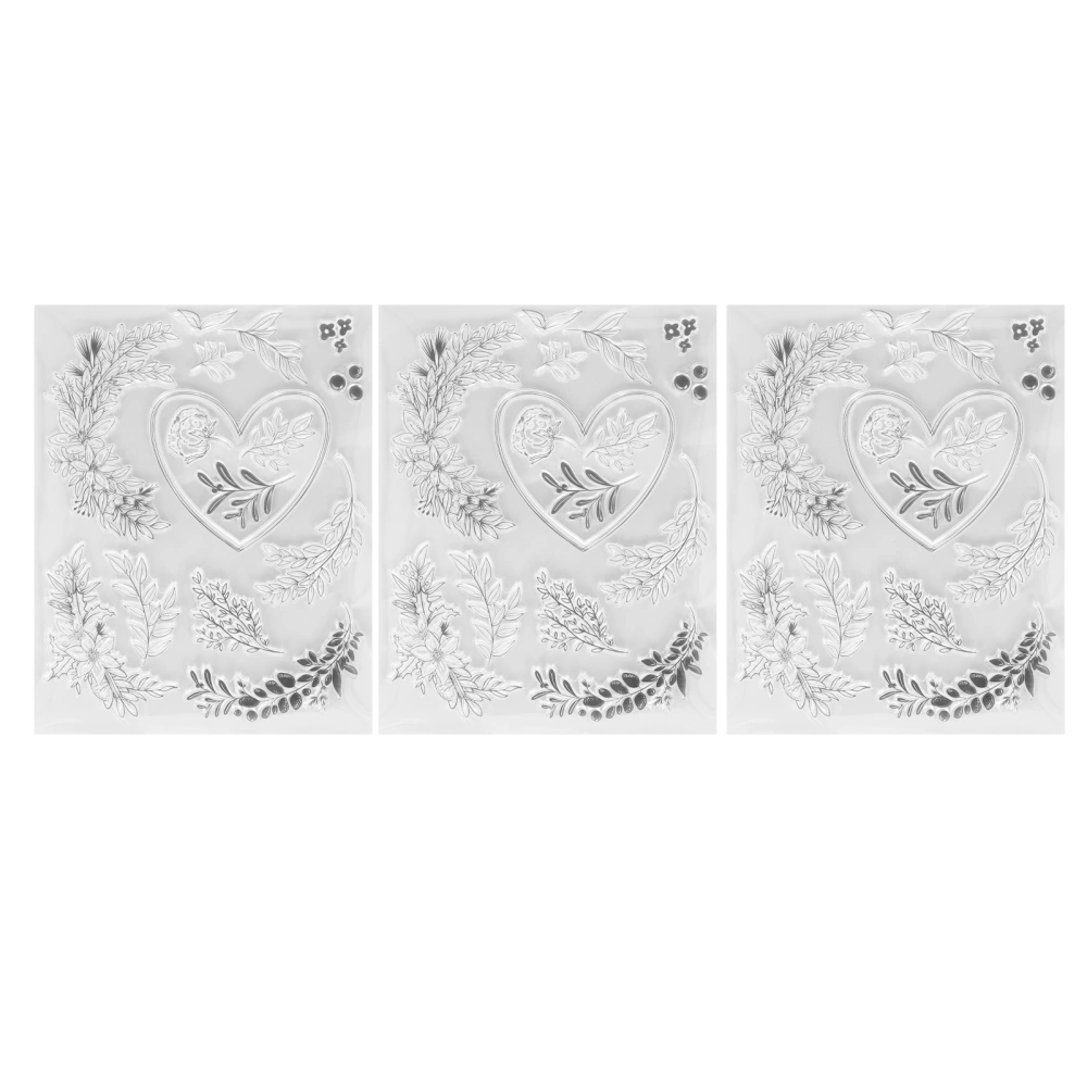 3pcs Clear Stamps Recyclable Clear Imprint DIY Combination TPR Decorative Stamps for Invitations Envelopes Diaries