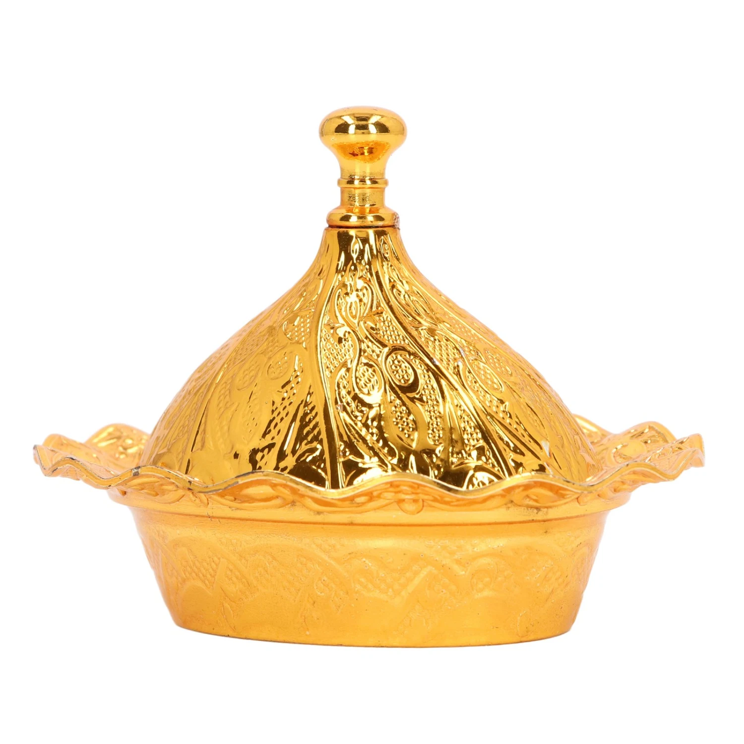 Gold Sugar Bowl Retro Exquisite Zinc Alloy Vintage Sugar Bowl with Lid for Home Party Wedding Decoration