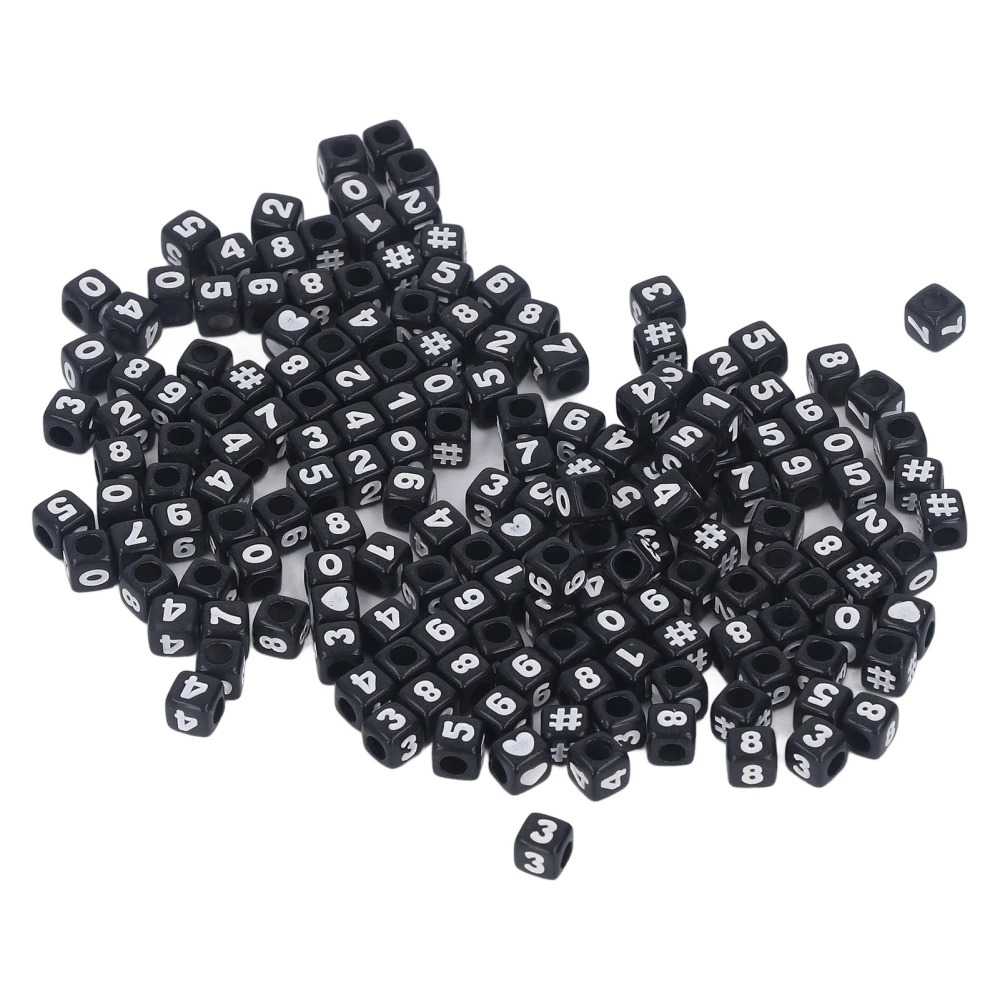 300pcs Number Beads Black Cube Acrylic Number Beads for DIY Jewelry Making Bracelets Necklaces Key Chains