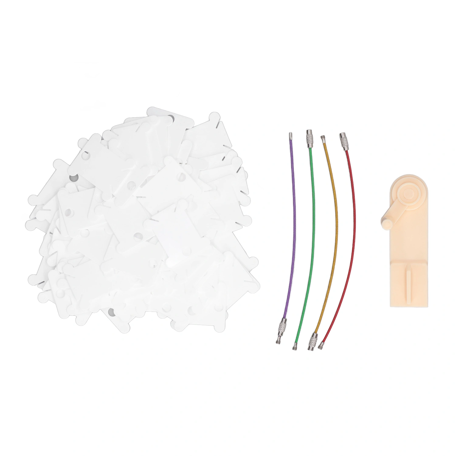 100pcs Plastic Floss Bobbins with Manual Bobbin Winder DIY Crafts Easy Storage Embroidery Bobbins for Needlework Sewing White