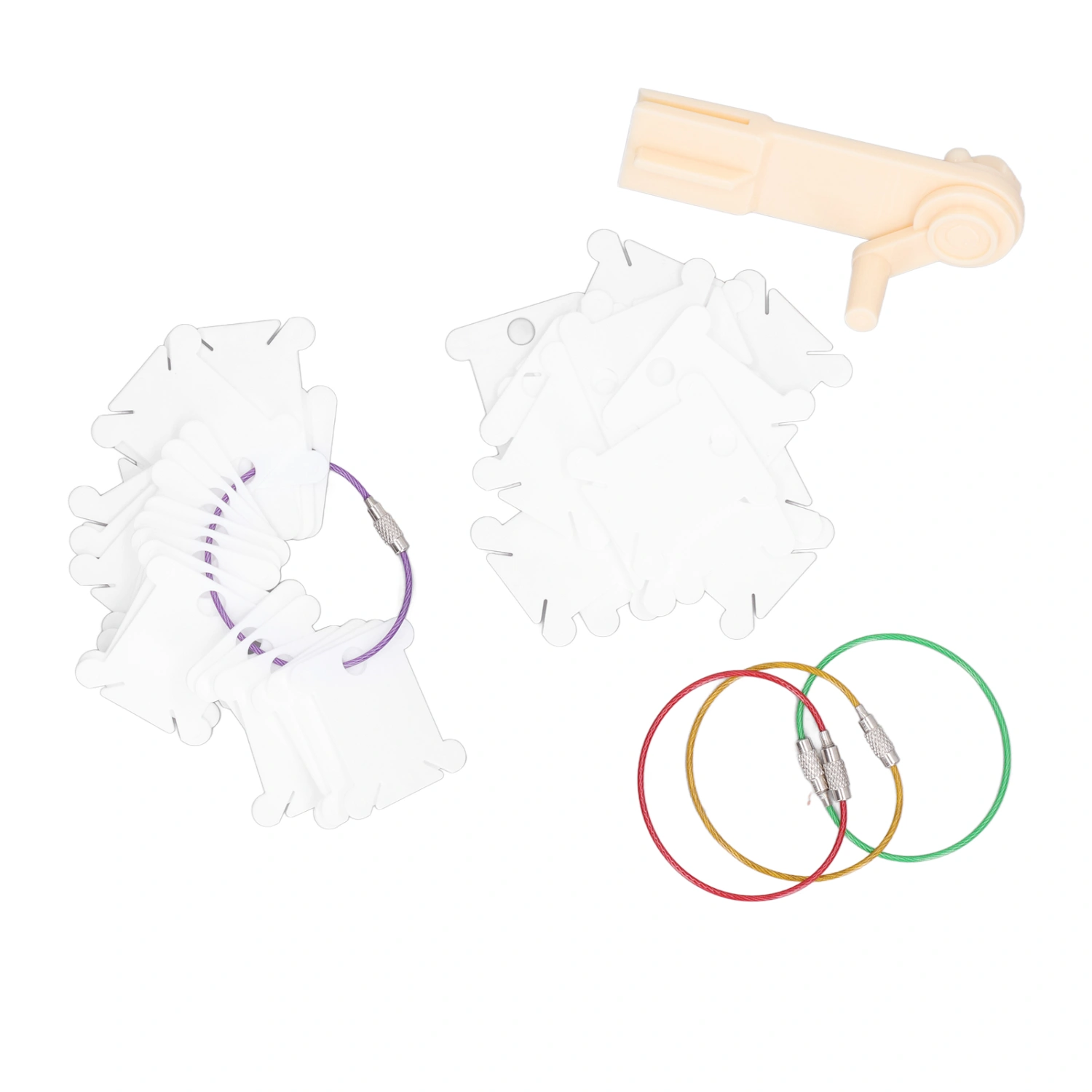 100pcs Plastic Floss Bobbins with Manual Bobbin Winder DIY Crafts Easy Storage Embroidery Bobbins for Needlework Sewing White