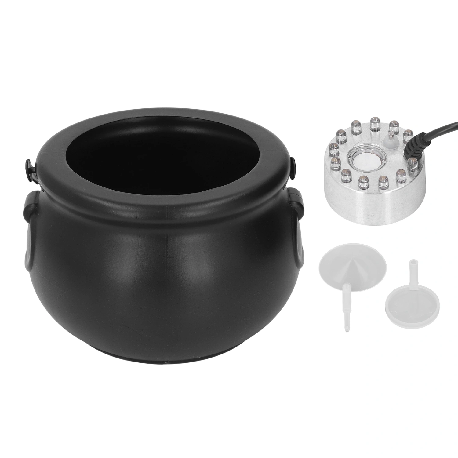Halloween Cauldron Mist Maker 12 LEDs Horror Style Silver Halloween Mist Maker Decorations for Party