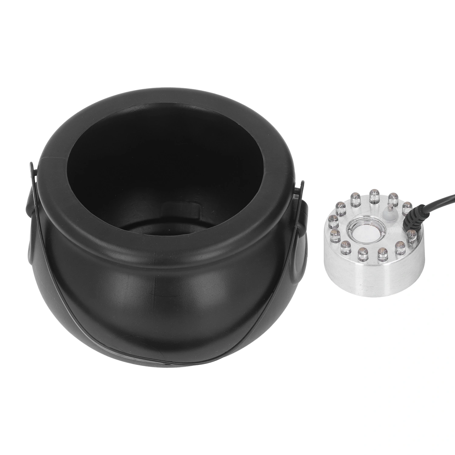 Halloween Cauldron Mist Maker 12 LEDs Horror Style Silver Halloween Mist Maker Decorations for Party
