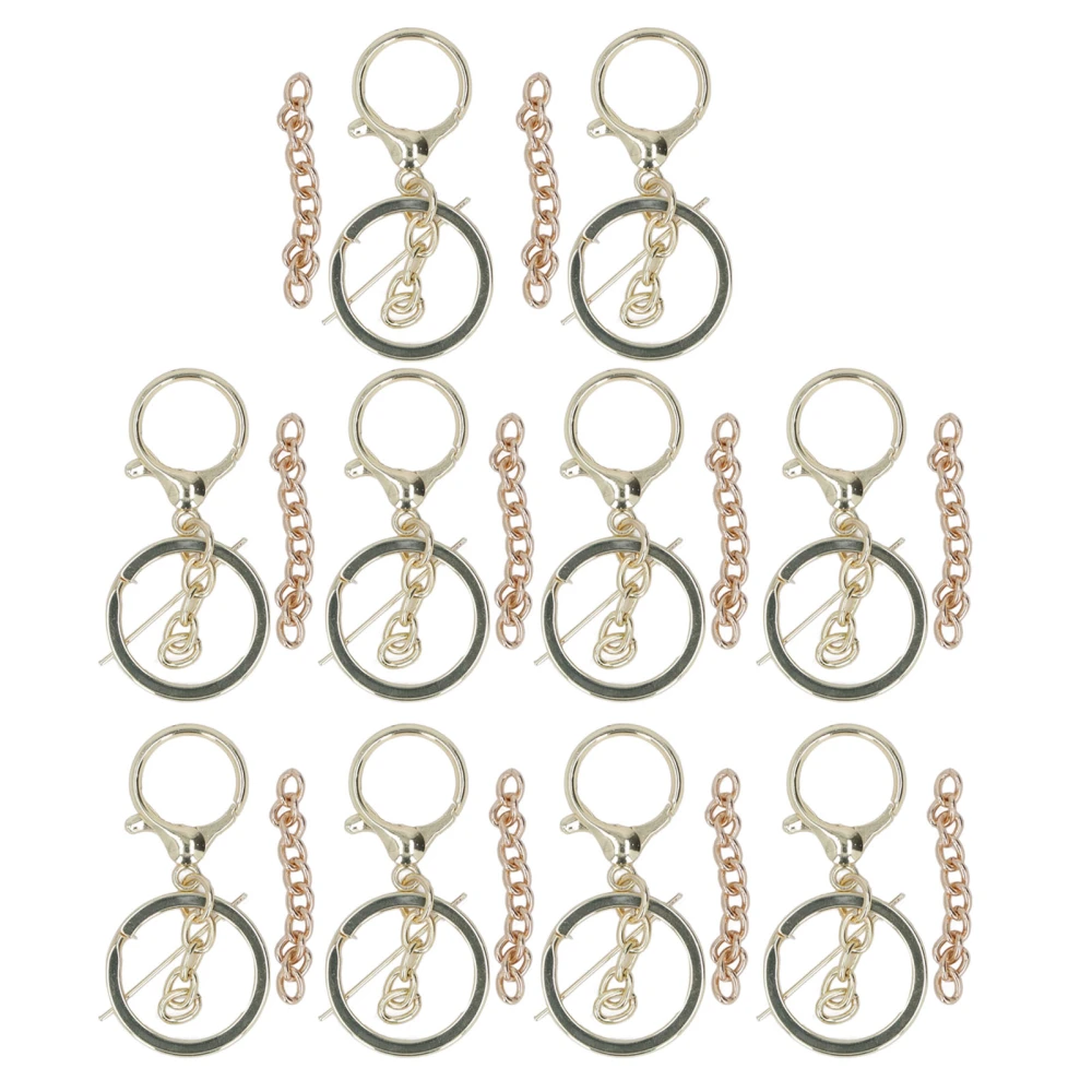 10 Set Lobster Clasp Keyring Strong Zinc Alloy Lobster Clasp Style Gold Color Metal Keychain for Wallet Bag Zipper