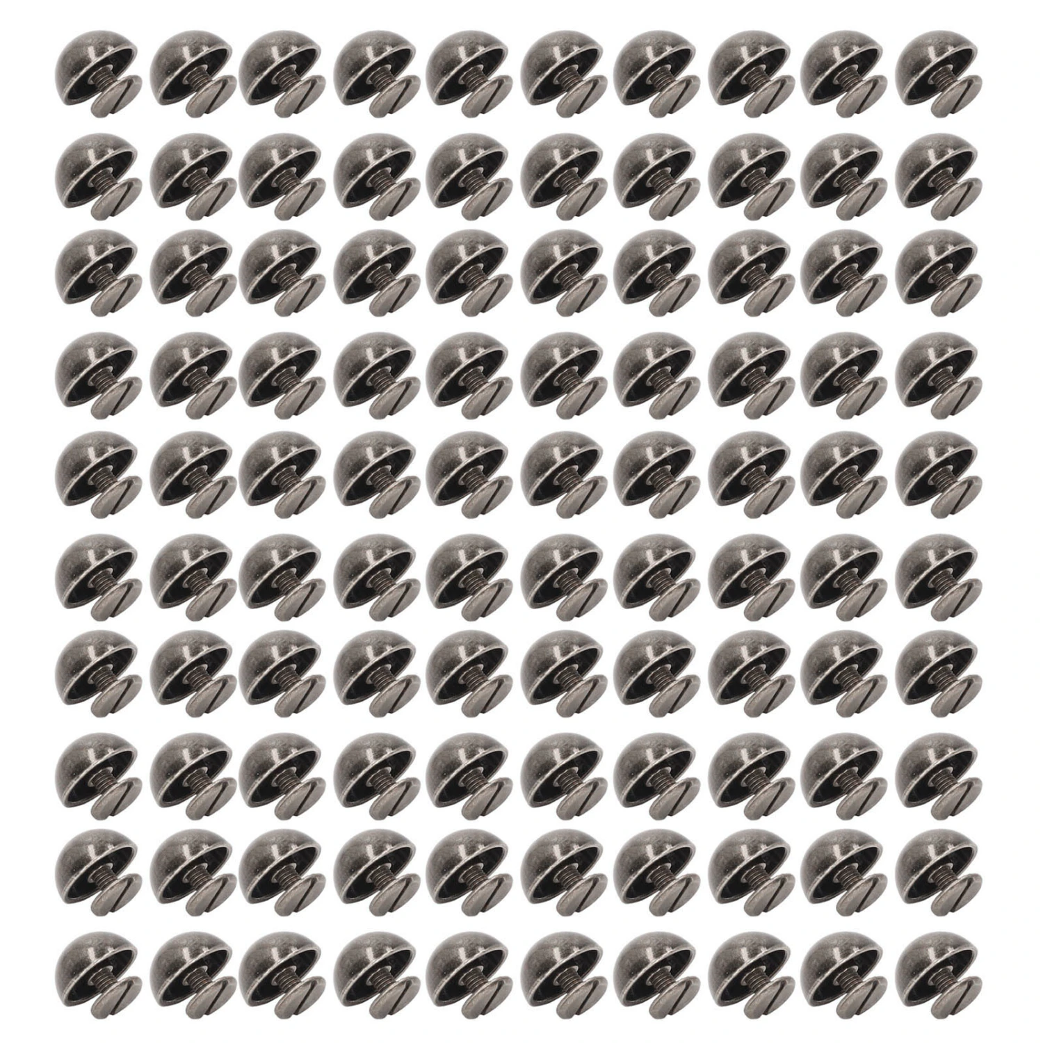 100 Sets Mushroom Rivets Round Head 10mm Electroplating Semicircle Alloy Round Head Rivets for Punk Clothing Shoes Silver Gray