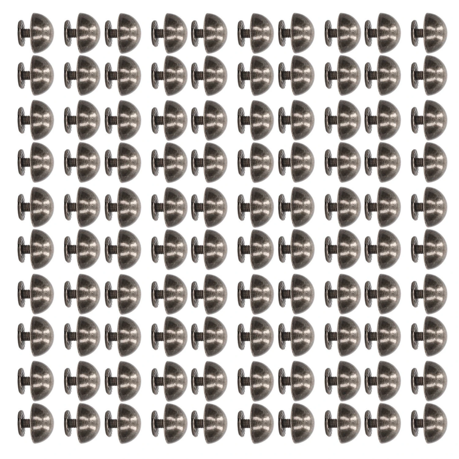 100 Sets Mushroom Rivets Round Head 10mm Electroplating Semicircle Alloy Round Head Rivets for Punk Clothing Shoes Silver Gray