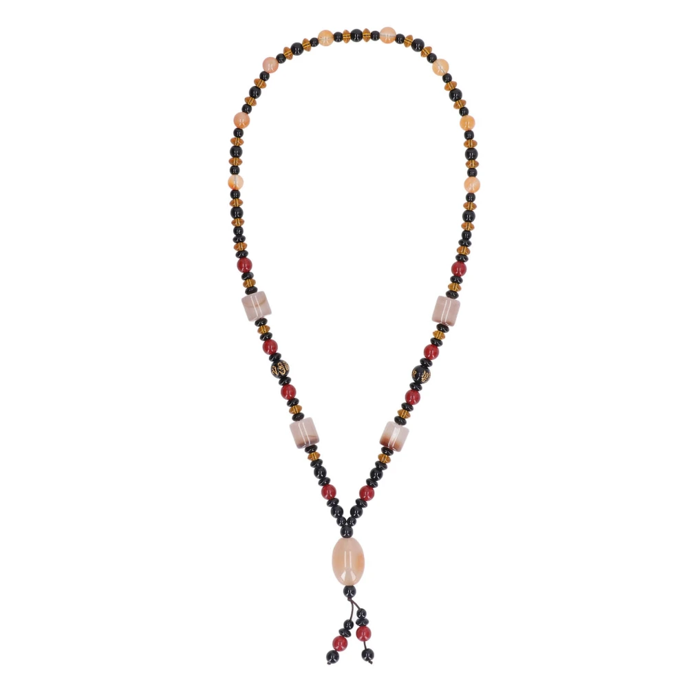 Dzi Beads Long Necklace Fashionable Ethnic Style Simulation Dzi Beads Sweater Chain for Men and Women