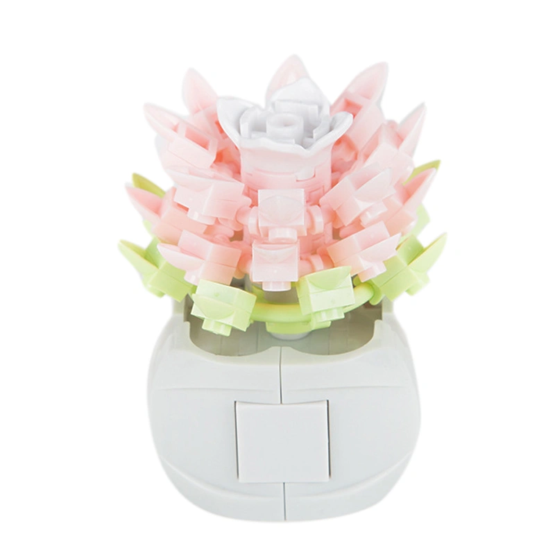 Succulents Building Blocks Cute Shape Self Construction Building Toys for Office Home Decor Gifts JK2710 10 Pink Green