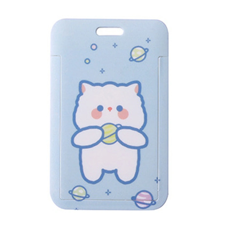 Bus Card Cover Cat Theme Sliding Waterproof Thickened ABS Flexible Leather RopeRounded Corner Card Holder Blue Planet