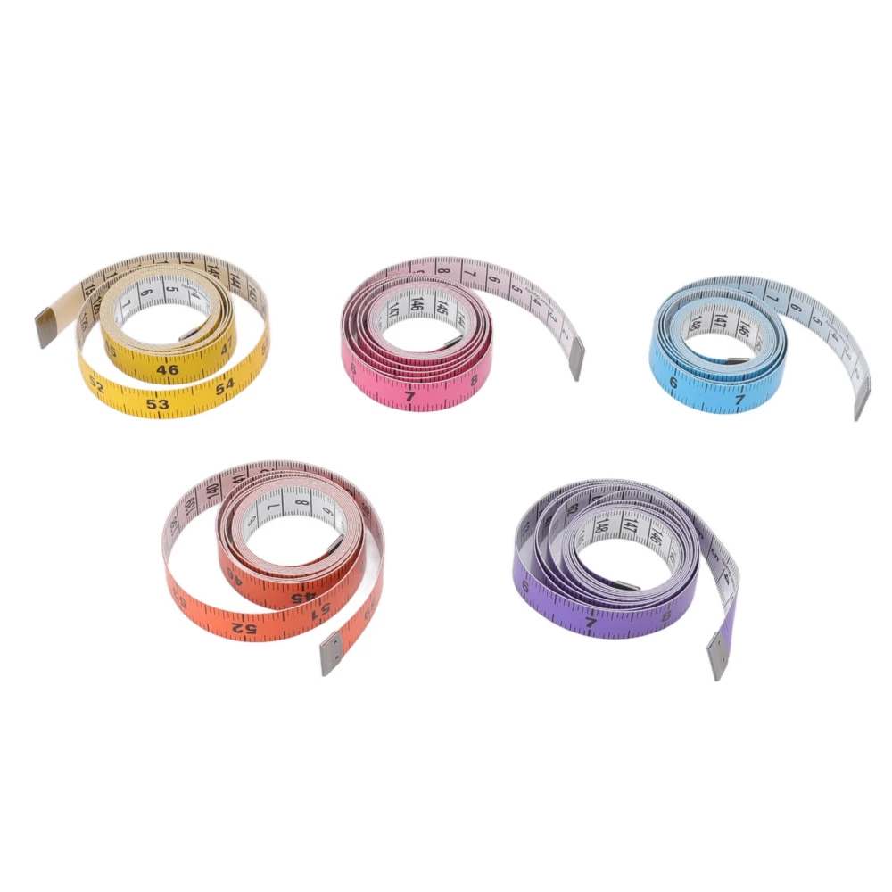 5Pcs Colorful Body Measuring Tape 150cm 60in Long Inch Centimeter Tear Resistant Tape Measure for Sewing Body Tailoring