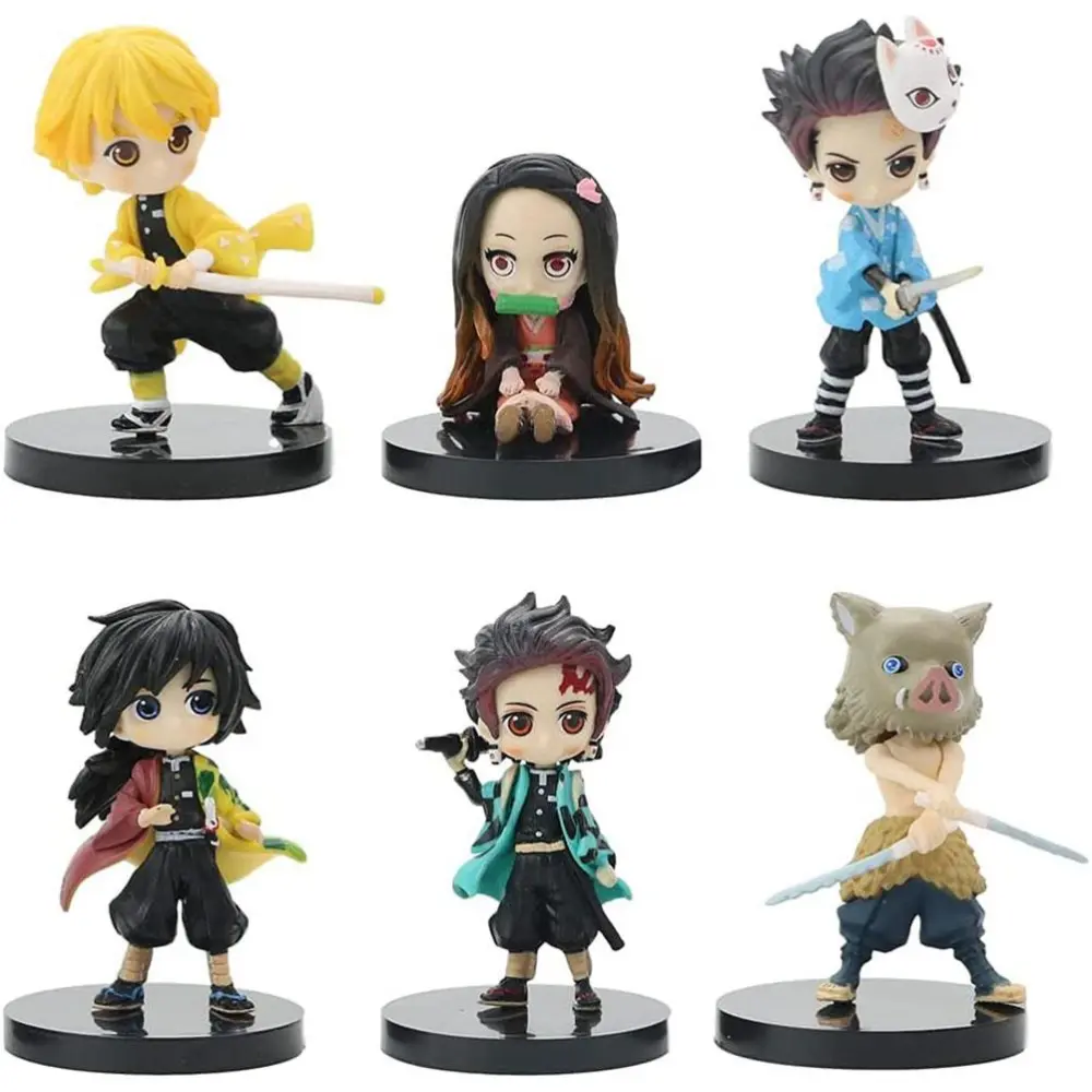 6 Pcs Japanese Anime Figures PVC Action Figure with Base Anime Collection Figurine Doll Toys Gift for Fans Children