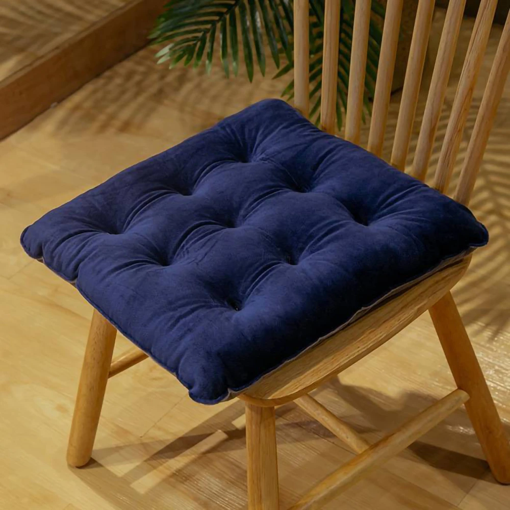 Seating Cushion Cute Color Matching Warm Plush Comfortable Fill Chair Pillow for Autumn Winter Quadrate Dark Blue 40x40cm