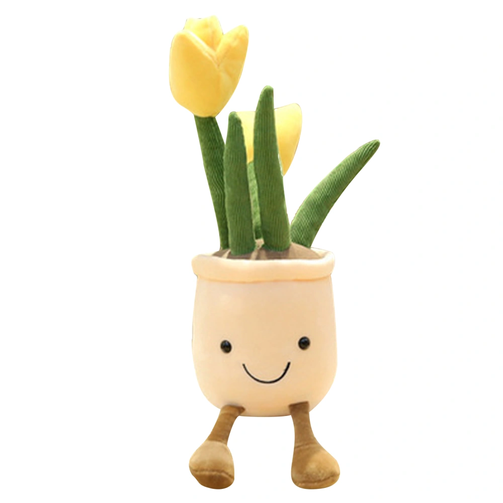 Tulip Plush Toy Good Resilience Odorless Cute Soft Fluffy Plant Ornament for Home Office Car Decor Gifts Yellow 30cm