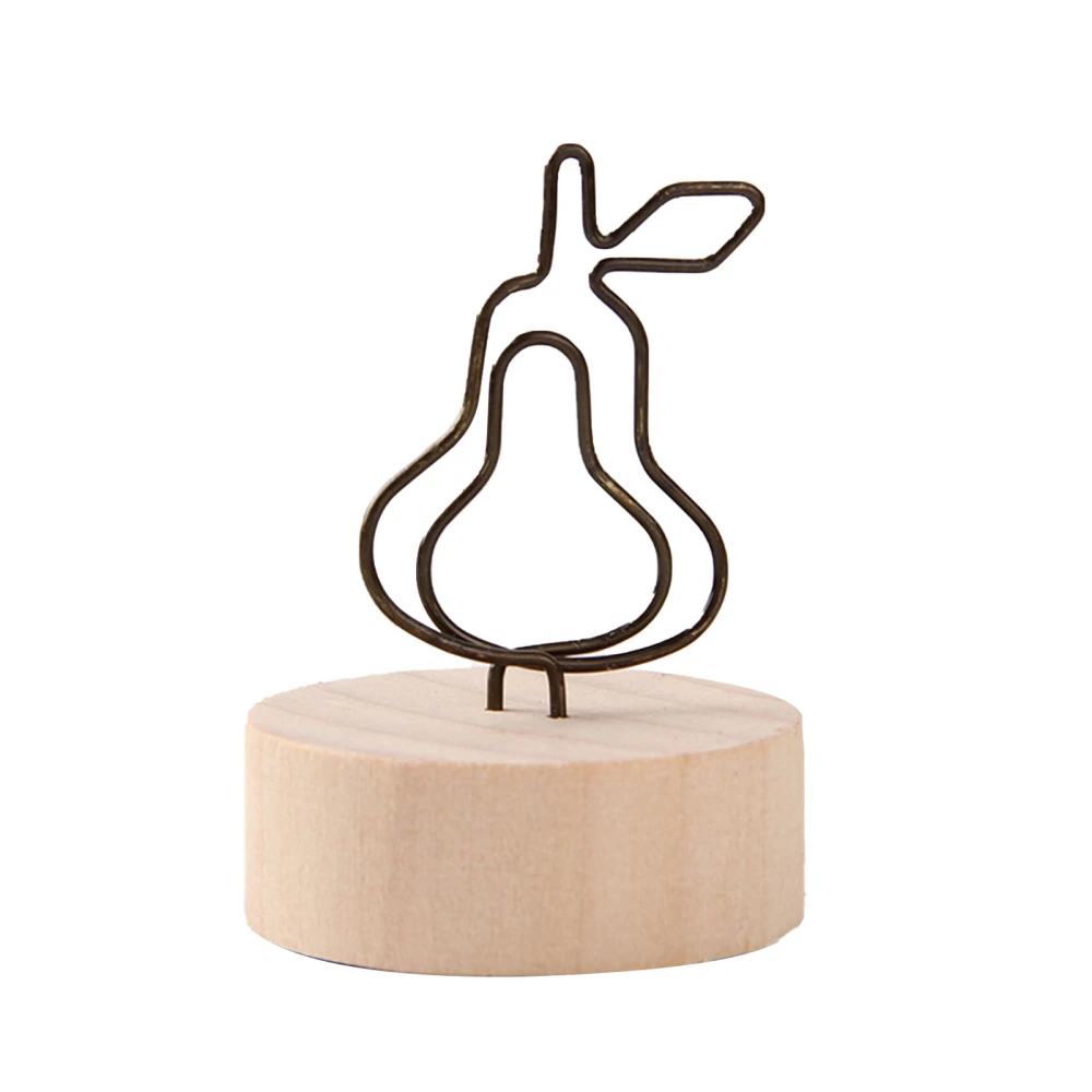 Table Card Holder Cute Unique Design Business Card Photo Holder with Wood Base for Home Office Decoration Pear