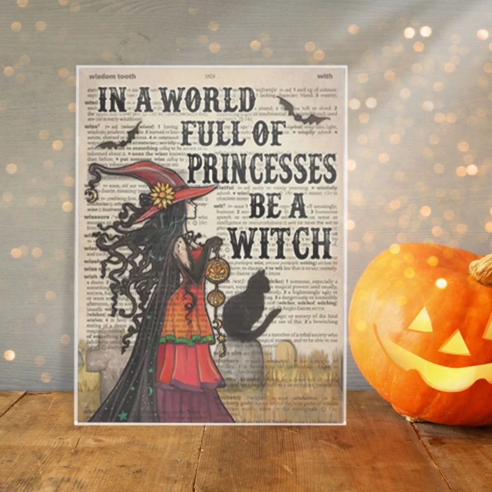 Acrylic Decorative Picture Halloween Theme Poster Acrylic Metal Frame Painting Ornament Halloween Decoration 12x18cm CBS718X24