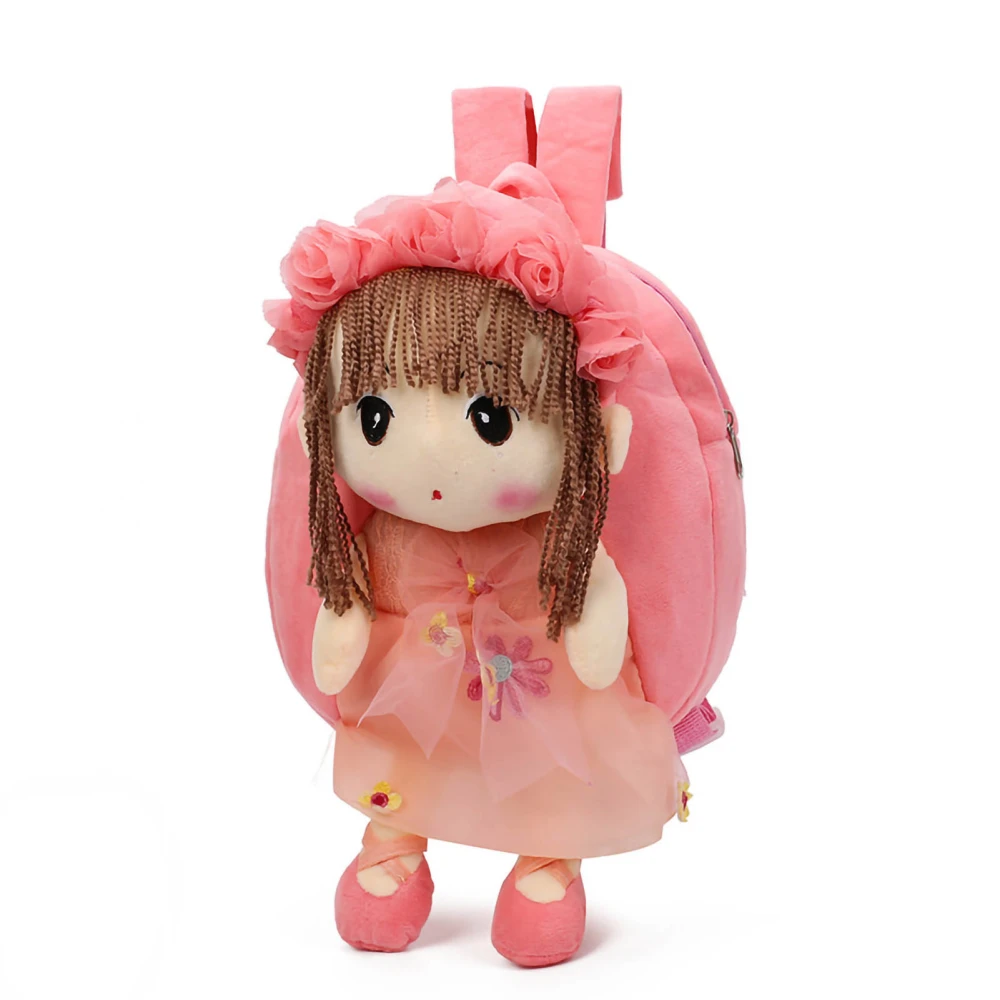 Plush Cartoon Bag Fashion Cartoon Little Girl Flower Fairy Shape Plush Backpack for Children Girls Pink