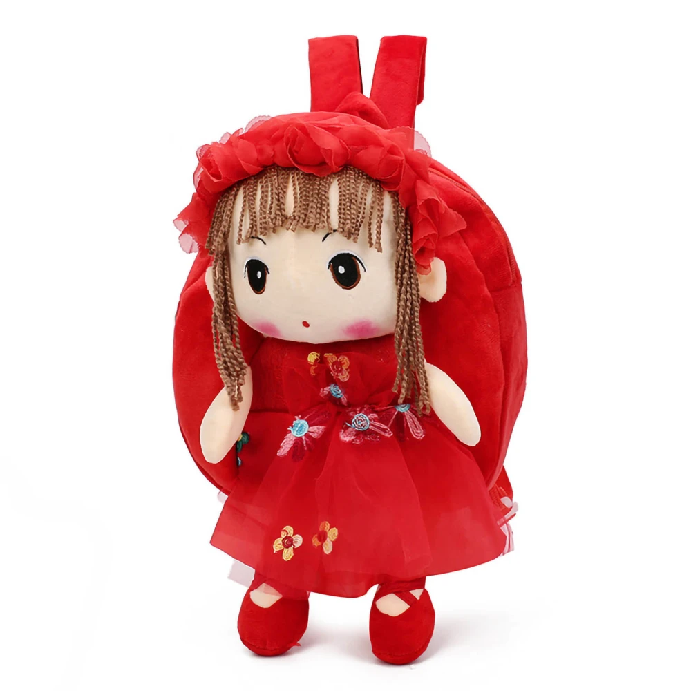 Plush Cartoon Bag Fashion Cartoon Little Girl Flower Fairy Shape Plush Backpack for Children Girls Red