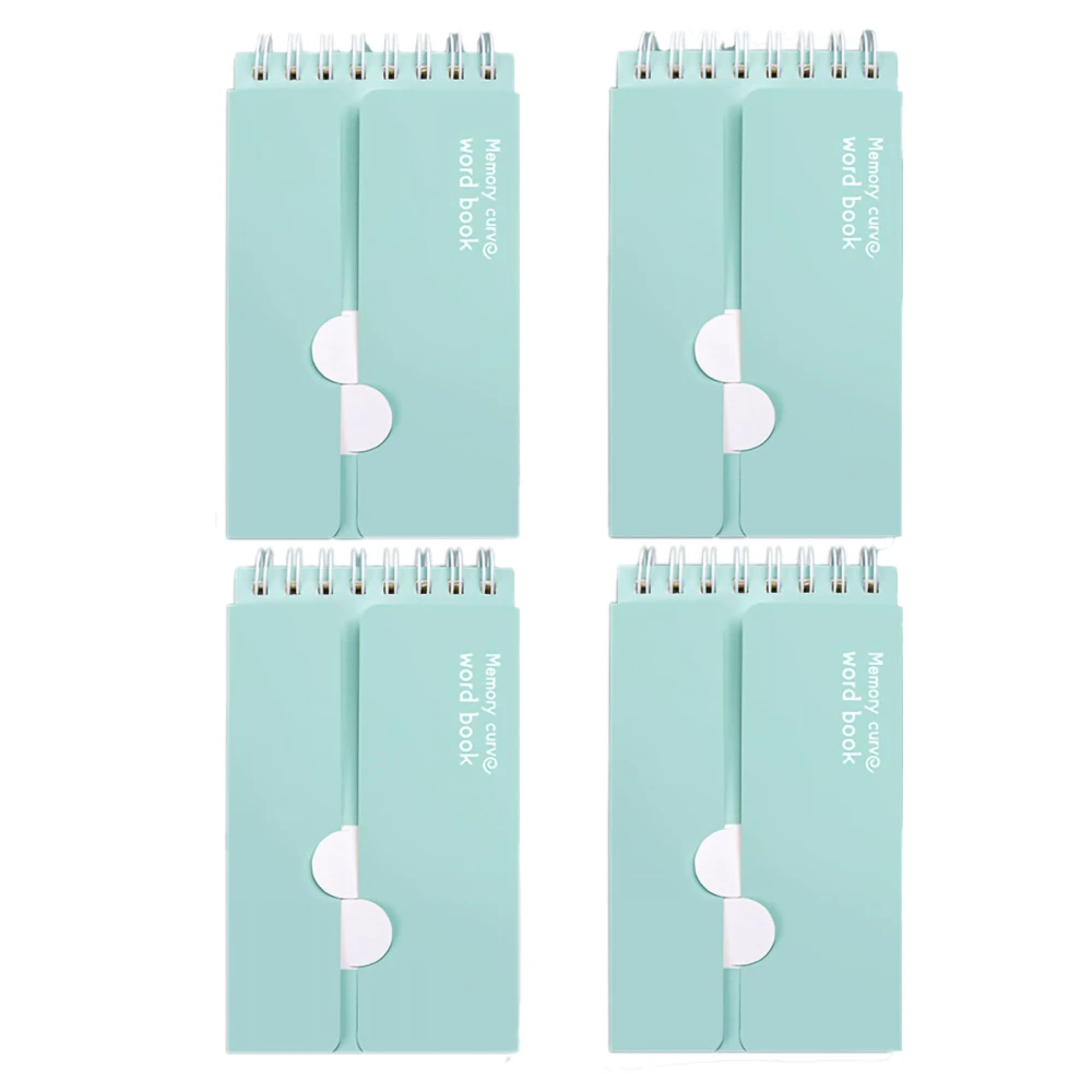 4 Pcs Small Book Small Portable Foldable Coverable Spiral Bound English Word Book Pocket Notebook Light Bean Green