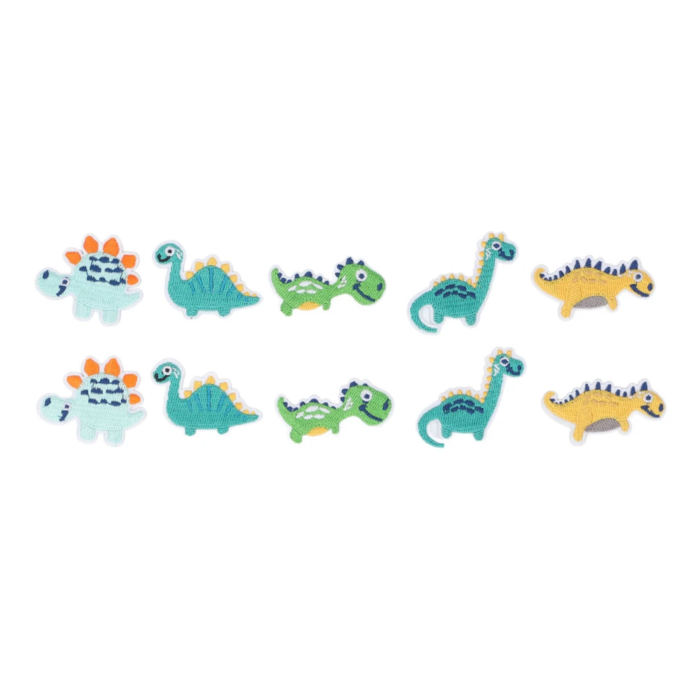 10pcs Dinosaur Patches Colorful DIY Clothing Small Dinosaur Shape Embroidery Iron On Patches for Dress Hat Jean Backpack