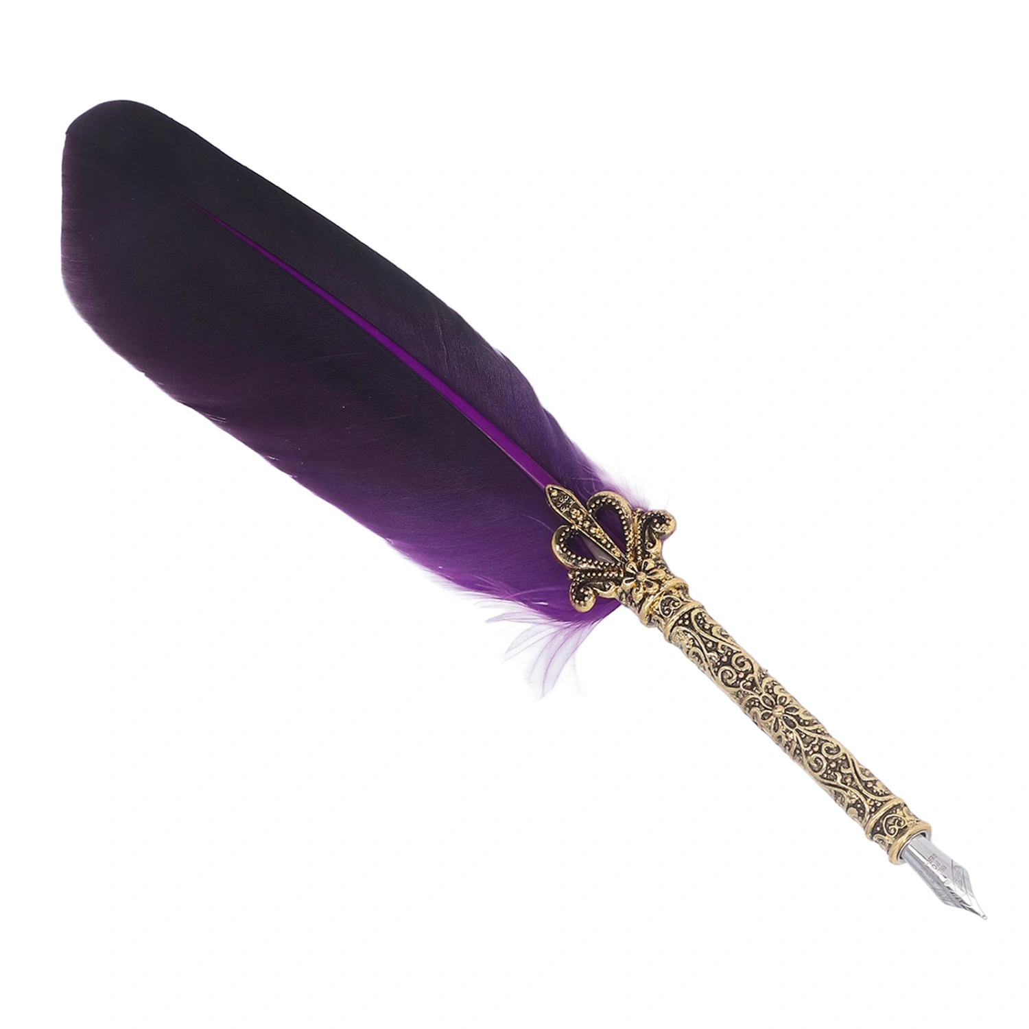 Quill Pen Zinc Alloy High Smoothness Elegant Colors European Retro Style Feather Pen for Writing Drawing Purple