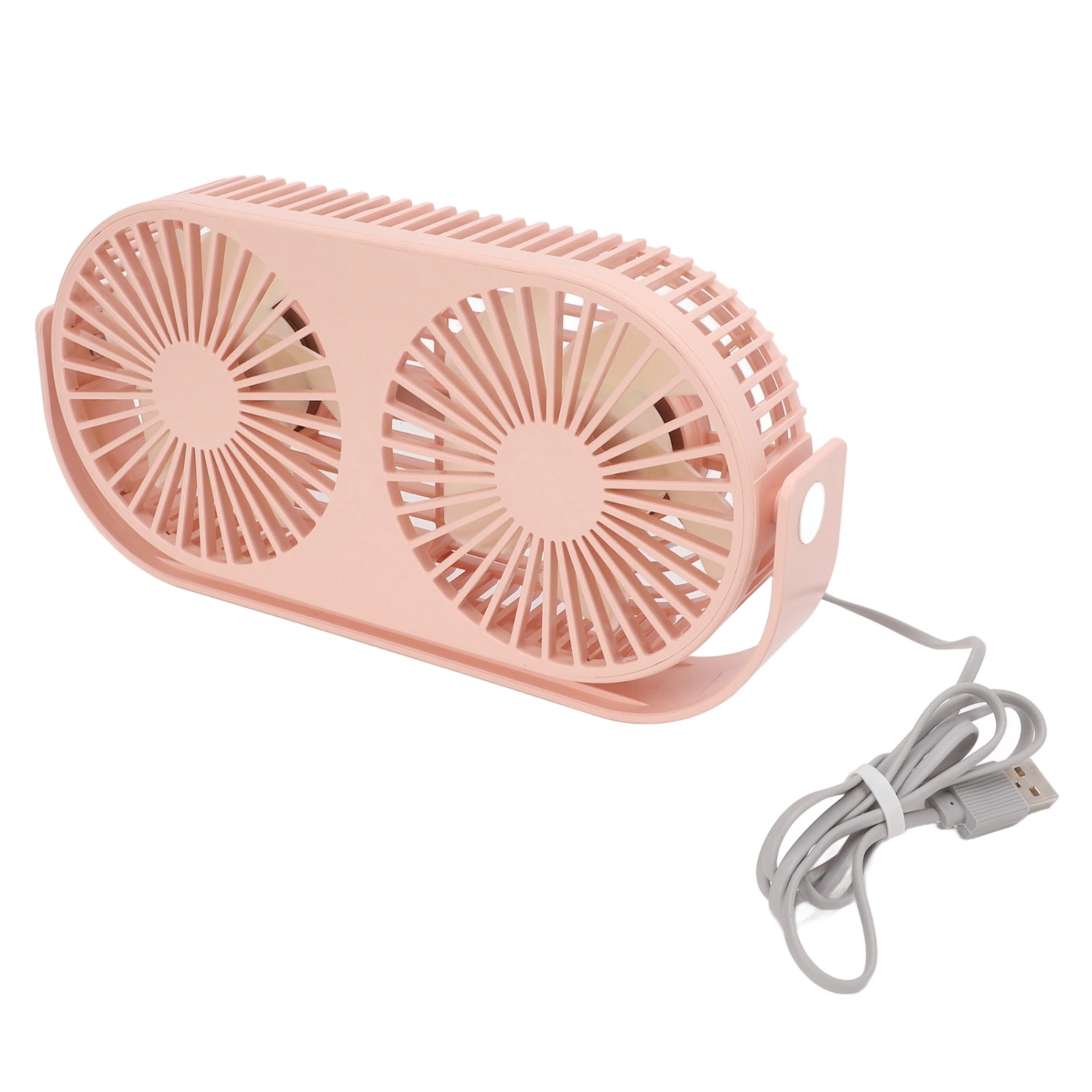 Double Fan USB Charging Fast Heat Dissipation 360° Rotation Double Head Fan Mini Desk Fan for Dormitory Desktop Home Pink