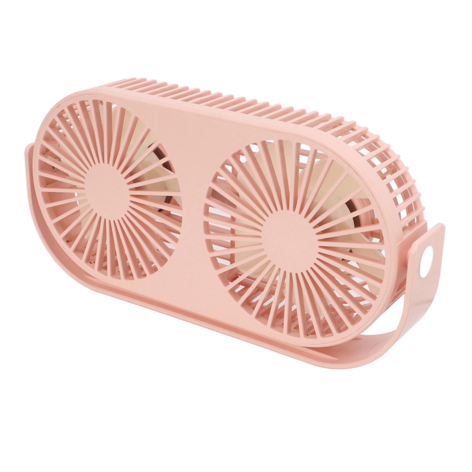 Double Fan USB Charging Fast Heat Dissipation 360° Rotation Double Head Fan Mini Desk Fan for Dormitory Desktop Home Pink