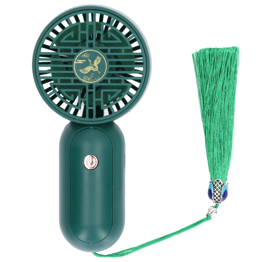 Portable Fan Rechargeable USB Hand Held Green Lanyard Battery Operated Mini Fan for Outdoor Sports Summer Travel