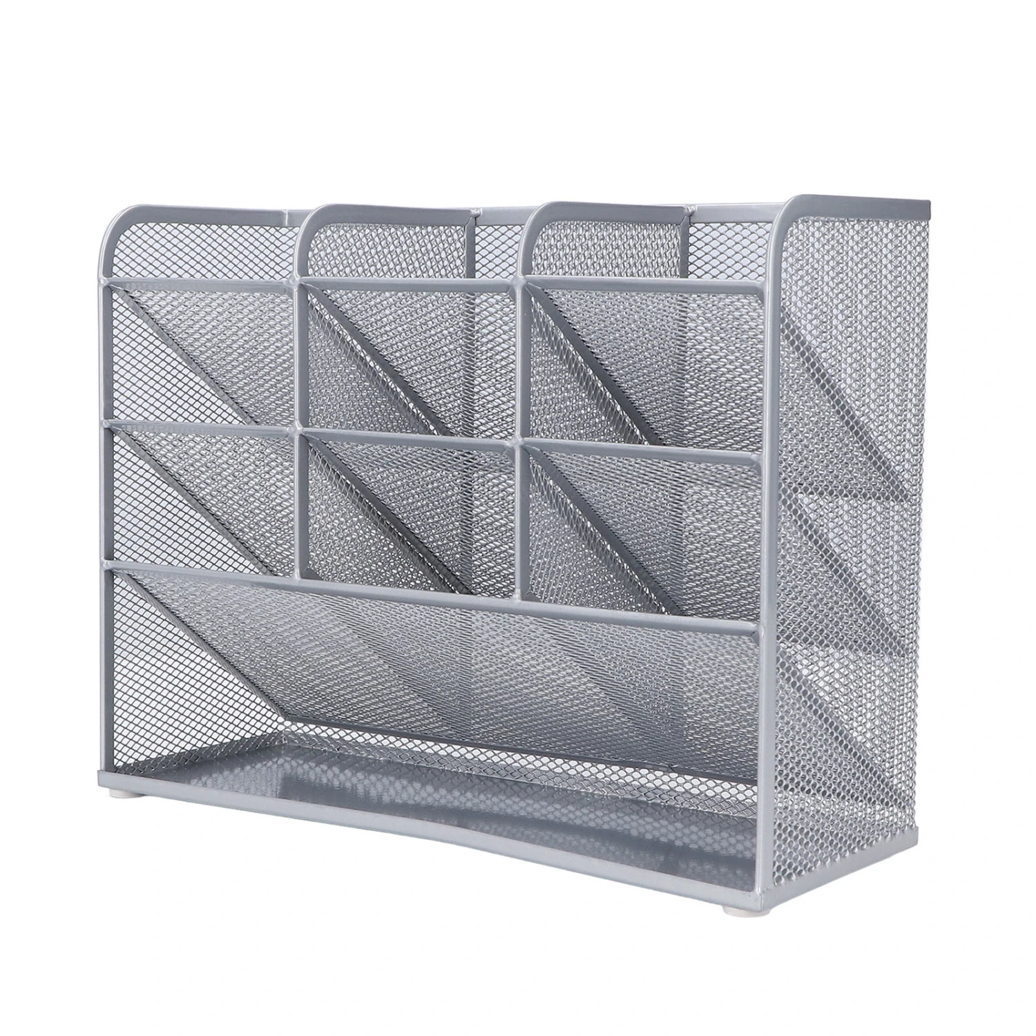 Desk Mesh Pen Organizers 9 Grids Large Storage Space 45° Tilt Design Multi Functional Pencil Holder for Office Home Desk