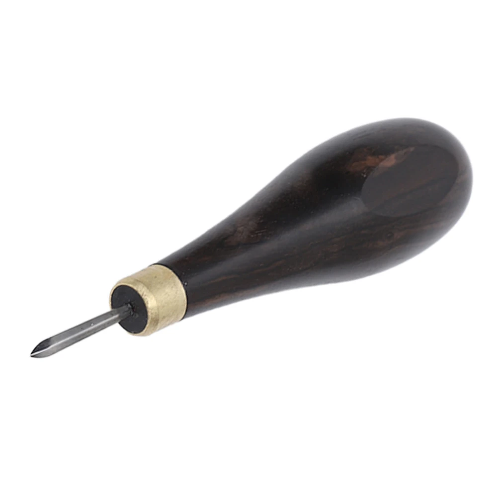 Leather Craft Sewing Awl 4mm Strong Penetration Red Sandalwood Handle Awl Stitching Tools for Leather Perforation