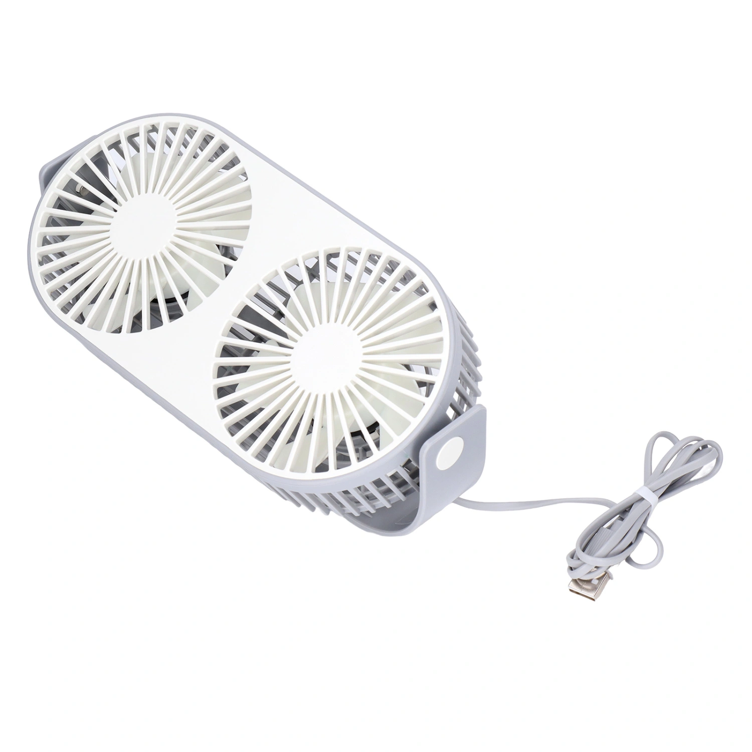 Double Fan 360° Rotation USB Charging Double Head Fan Low Noise Grid Design Mini Desk Fan USB Desk Fan for Dormitory Home