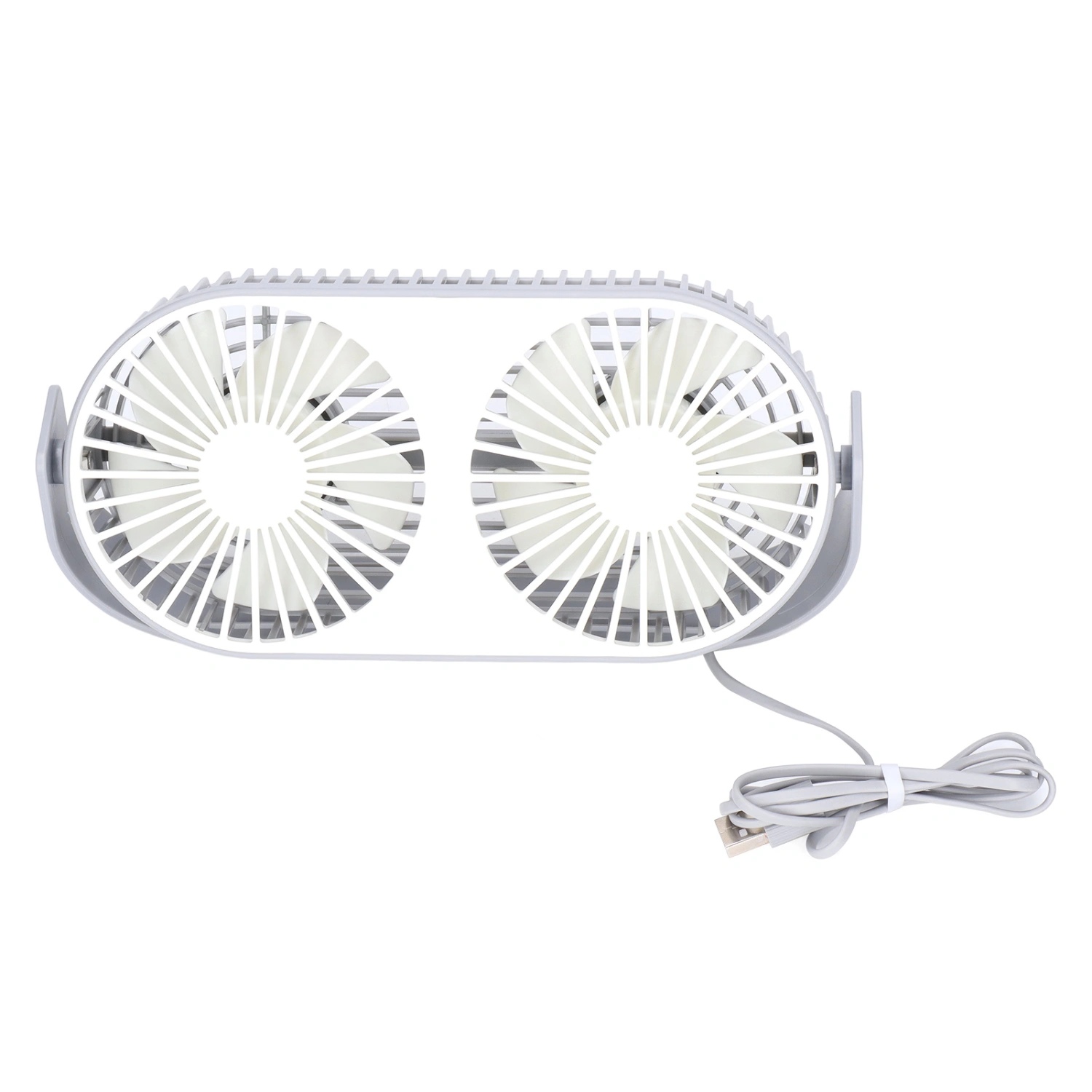 Double Fan 360° Rotation USB Charging Double Head Fan Low Noise Grid Design Mini Desk Fan USB Desk Fan for Dormitory Home