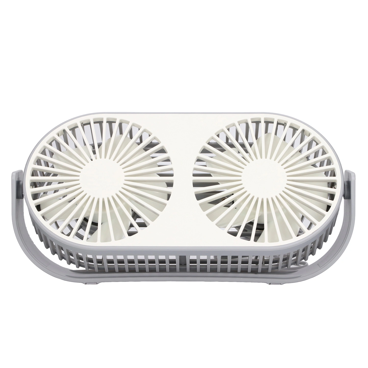 Double Fan 360° Rotation USB Charging Double Head Fan Low Noise Grid Design Mini Desk Fan USB Desk Fan for Dormitory Home