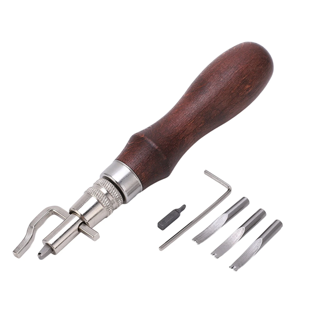 Leather Groover 7 in 1 Multipurpose Durable Wood Metal Labor Saving Strong Fixation Leather Beveler for DIY Leathercraft