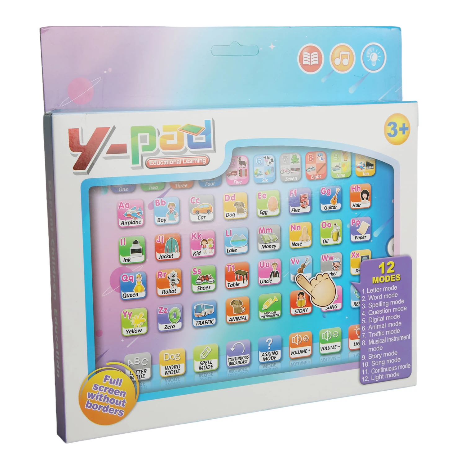 Kids Learning Tablet Full English Teaching Touch Voice Learning Tablet 2cm Body L Learning Machine for 3 Years Old Kids