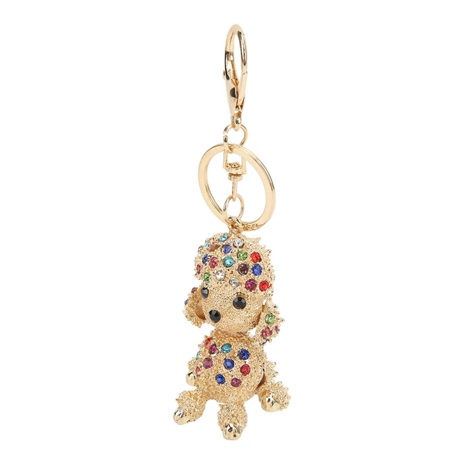Rhinestone Keychain Unique Puppy Shape Design Rhinestone Keychain Charm Ornament for Bag Car Pendant Colorful