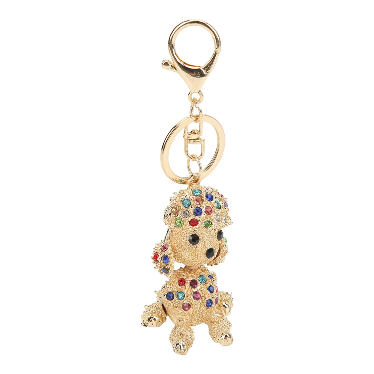 Rhinestone Keychain Unique Puppy Shape Design Rhinestone Keychain Charm Ornament for Bag Car Pendant Colorful