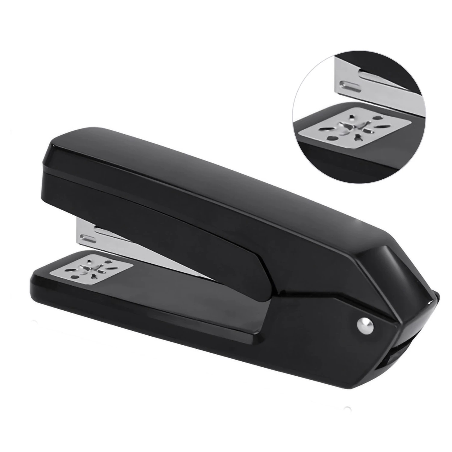 Swing Stapler ABS Metal Material 50 Pcs Paper Fastener 20 Sheets Capacity Desktop Staplers for Office School Black