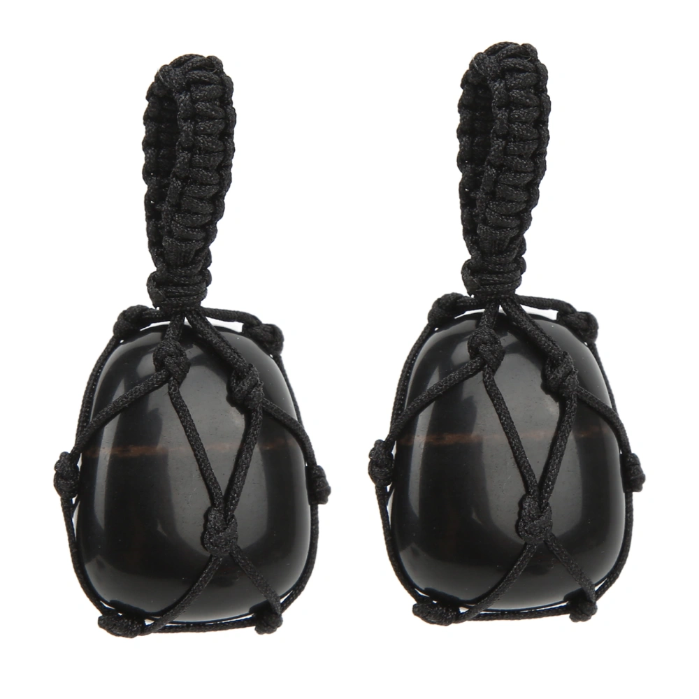 2Pcs Crystal Hanging Ornament Bring Calmness Promote Thinking Attract Wealth Success Healing Hanging Ornament Obsidian