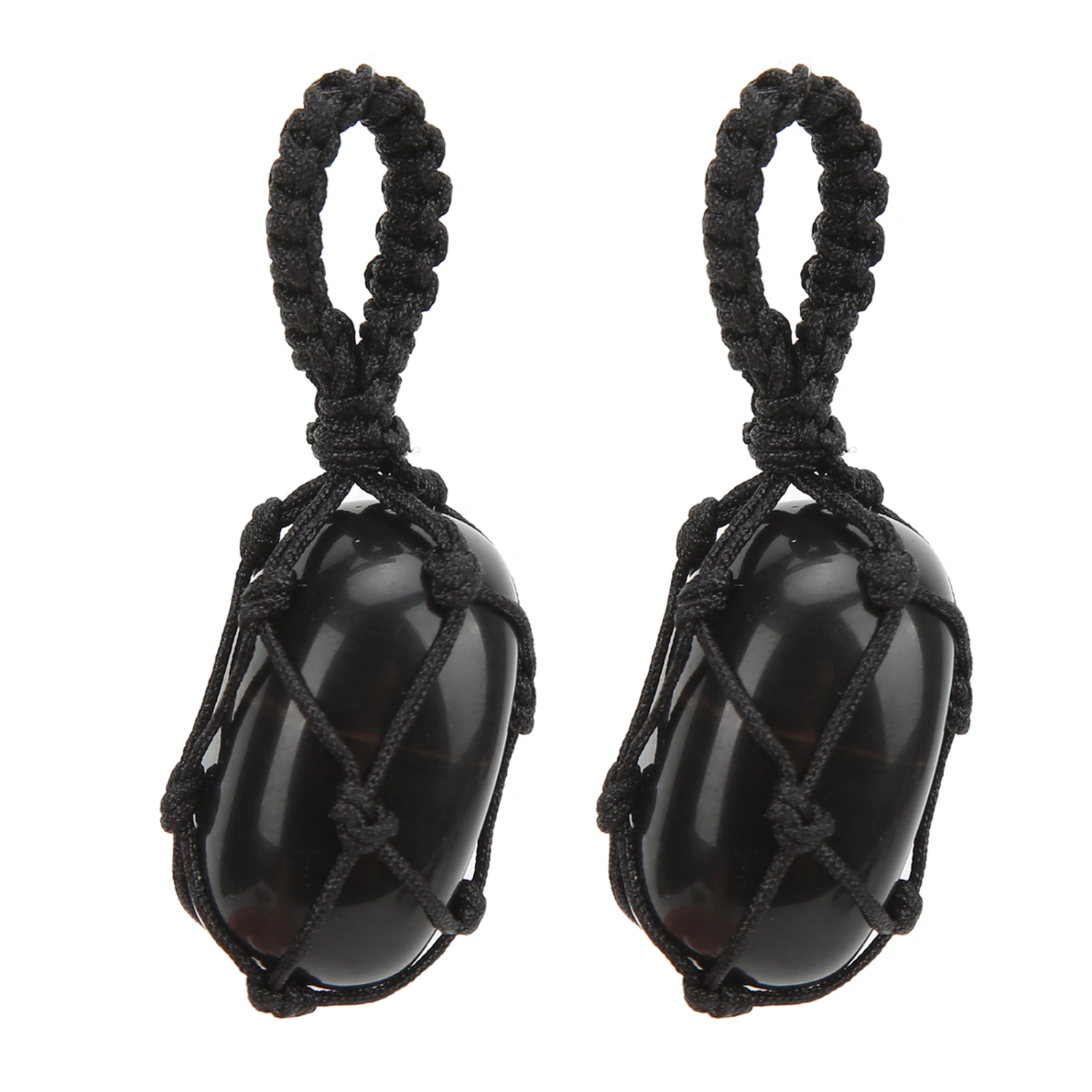 2Pcs Crystal Hanging Ornament Bring Calmness Promote Thinking Attract Wealth Success Healing Hanging Ornament Obsidian