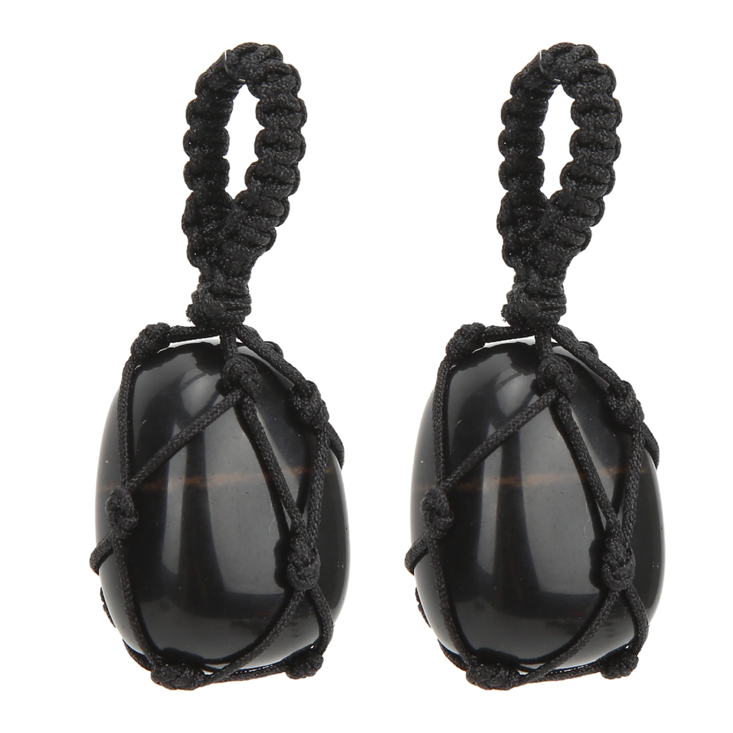 2Pcs Crystal Hanging Ornament Bring Calmness Promote Thinking Attract Wealth Success Healing Hanging Ornament Obsidian