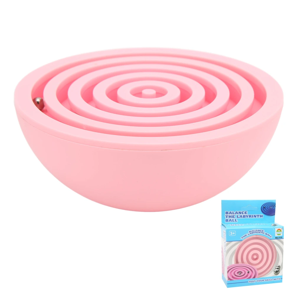 Balancing Maze Toy Bright Colors Semicircle Light Weight Maze Ball Toy Brain Games for Kids Early Education Pink