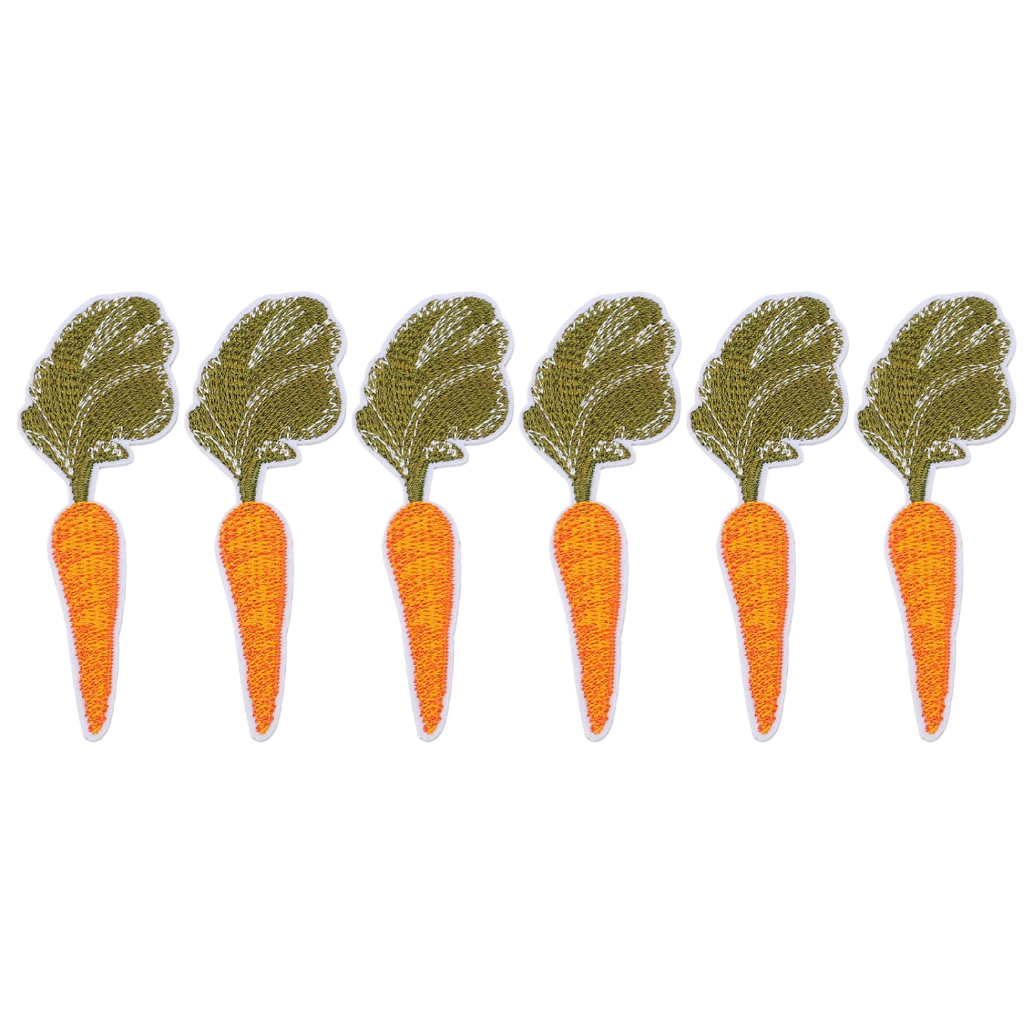 6pcs Patches Carrot Pattern Back Hot Glue Cotton Material 10x3.5cm/3.9x1.4in DIY Clothing Embroidered Patch