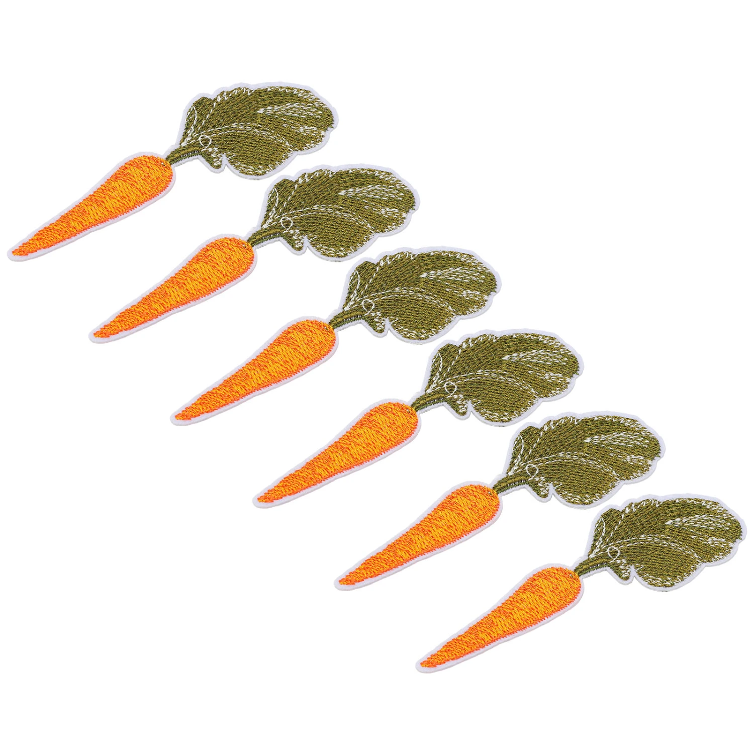 6pcs Patches Carrot Pattern Back Hot Glue Cotton Material 10x3.5cm/3.9x1.4in DIY Clothing Embroidered Patch