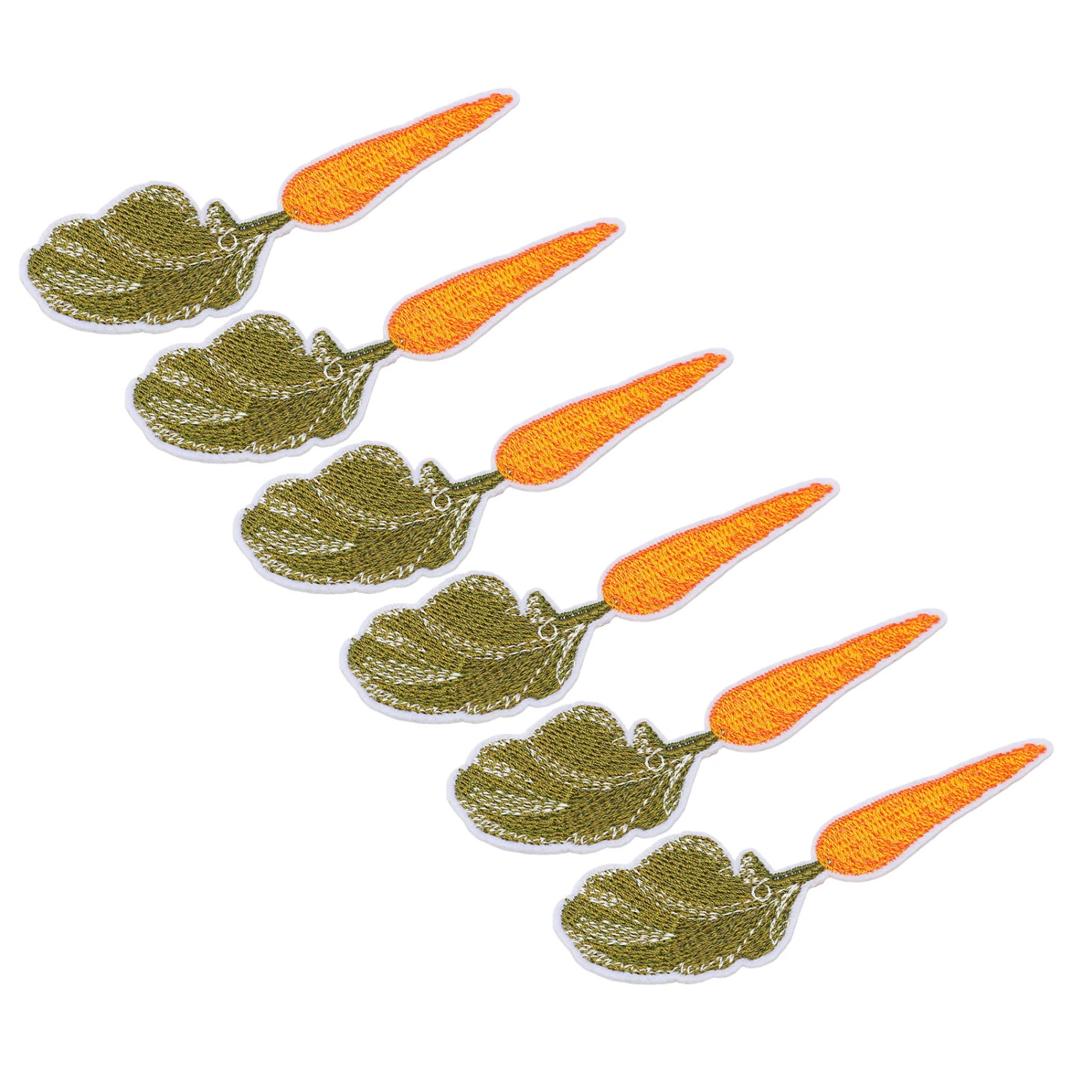 6pcs Patches Carrot Pattern Back Hot Glue Cotton Material 10x3.5cm/3.9x1.4in DIY Clothing Embroidered Patch