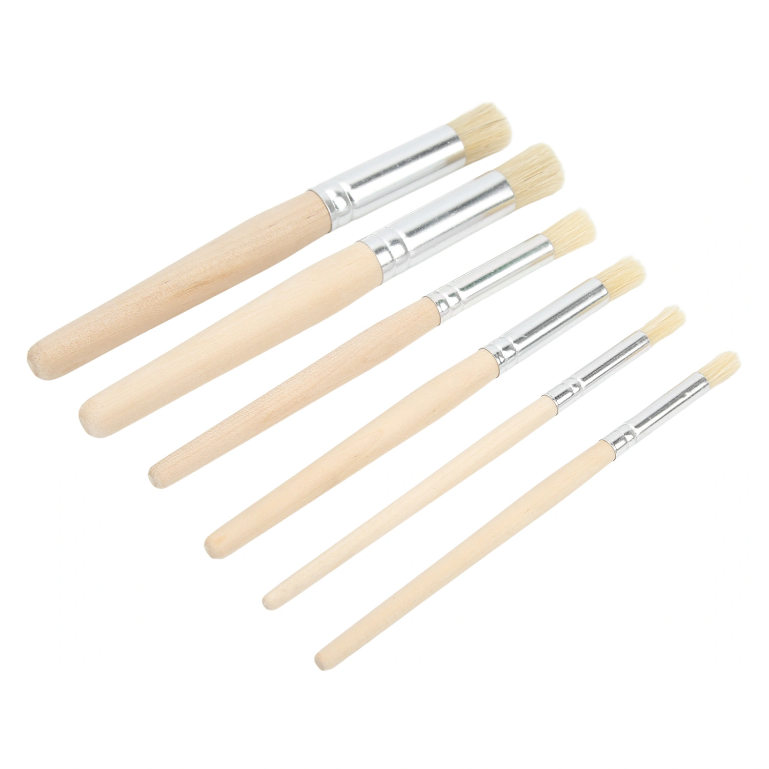 6PCS Wooden Stencil Brushes Ergonomic Stencil Brush Set Painting Bristle Brushes for Watercolor Art Painting DIY Crafts