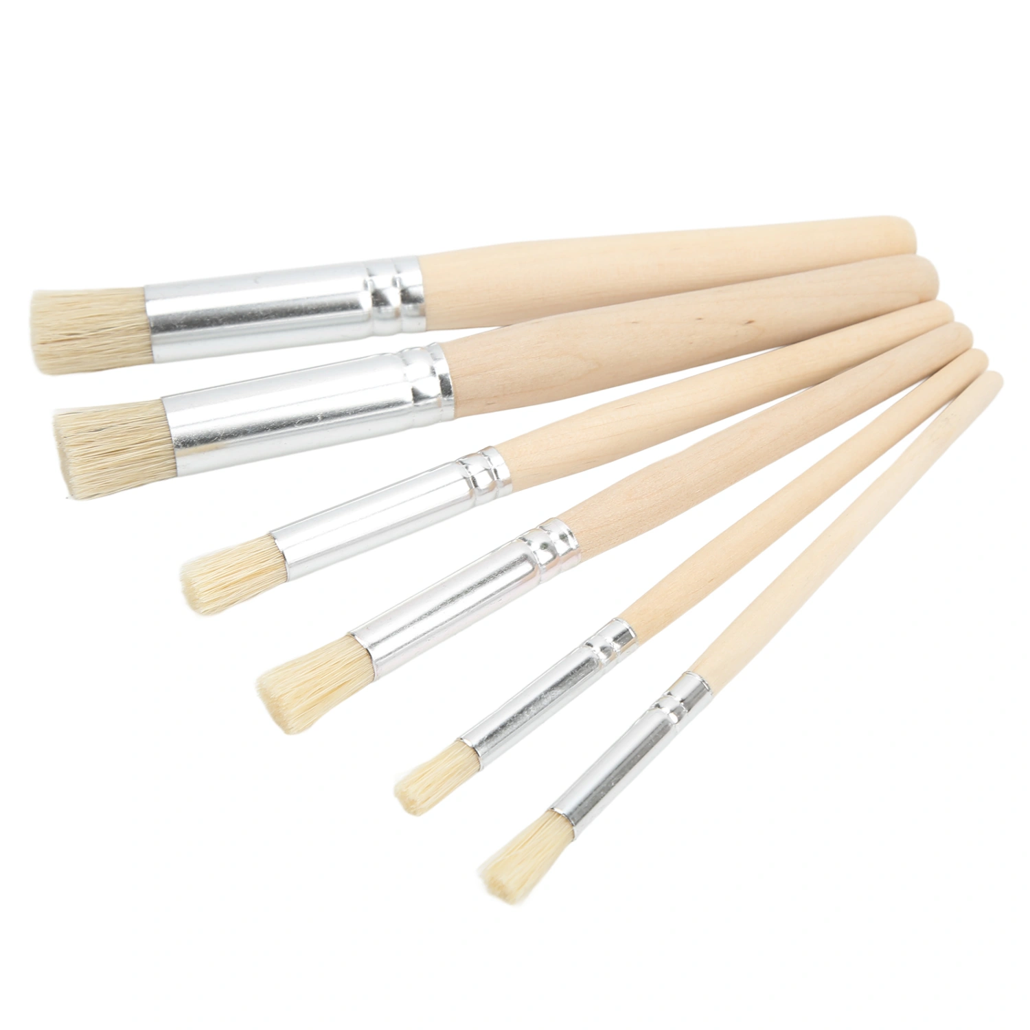 6PCS Wooden Stencil Brushes Ergonomic Stencil Brush Set Painting Bristle Brushes for Watercolor Art Painting DIY Crafts