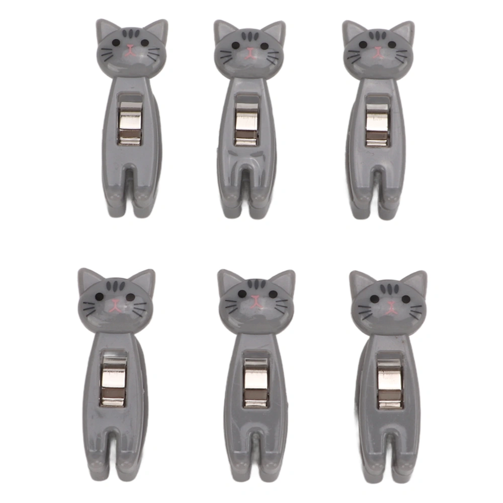 6Pcs Cat Snack Clips Anti Slip Strips Handle Metal Spring Firm Grip Food Bag Snack Clip for Clothing DocumentsGray